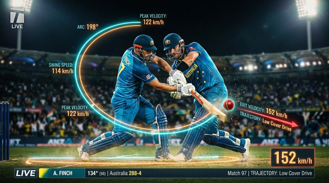 Batter playing a cover drive in professional match